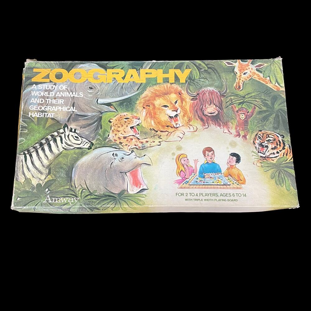Vintage Zoography Board Game 1972 Amway Study of World Animals READ DSCPT